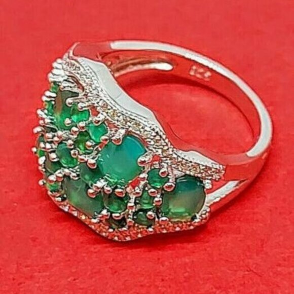 925 Sterling Silver Ring with Natural Green Agate - Picture 9 of 9